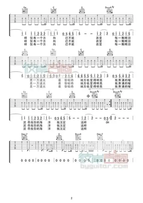 《一万次悲伤》吉他谱