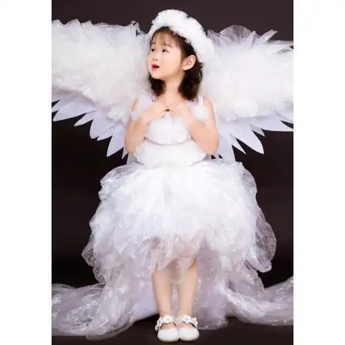 环保服装儿童时装秀服装儿童时装秀女diy表演服舞台演出手工天使公主