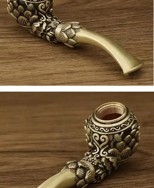 花语隆 纯铜烟斗男士复古老式两用便携过滤旱烟丝袋送