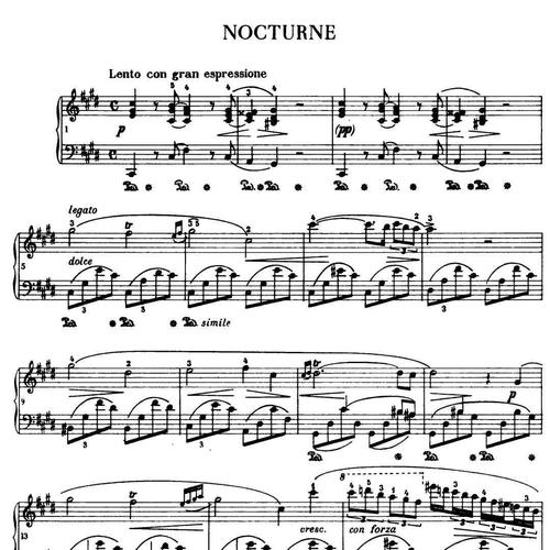 肖邦 升c小调夜曲  遗作 钢琴谱 高清 原版 带指法带踏板