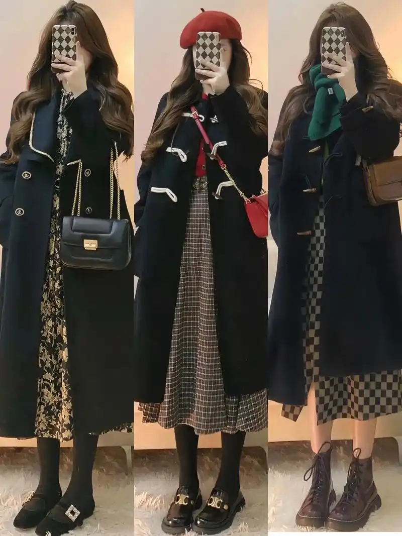 温柔气质穿搭"大衣 连衣裙"每次一穿上大衣就觉得自己是韩剧女 - 抖音