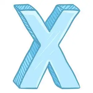 单卡通冰蓝色字母x照片