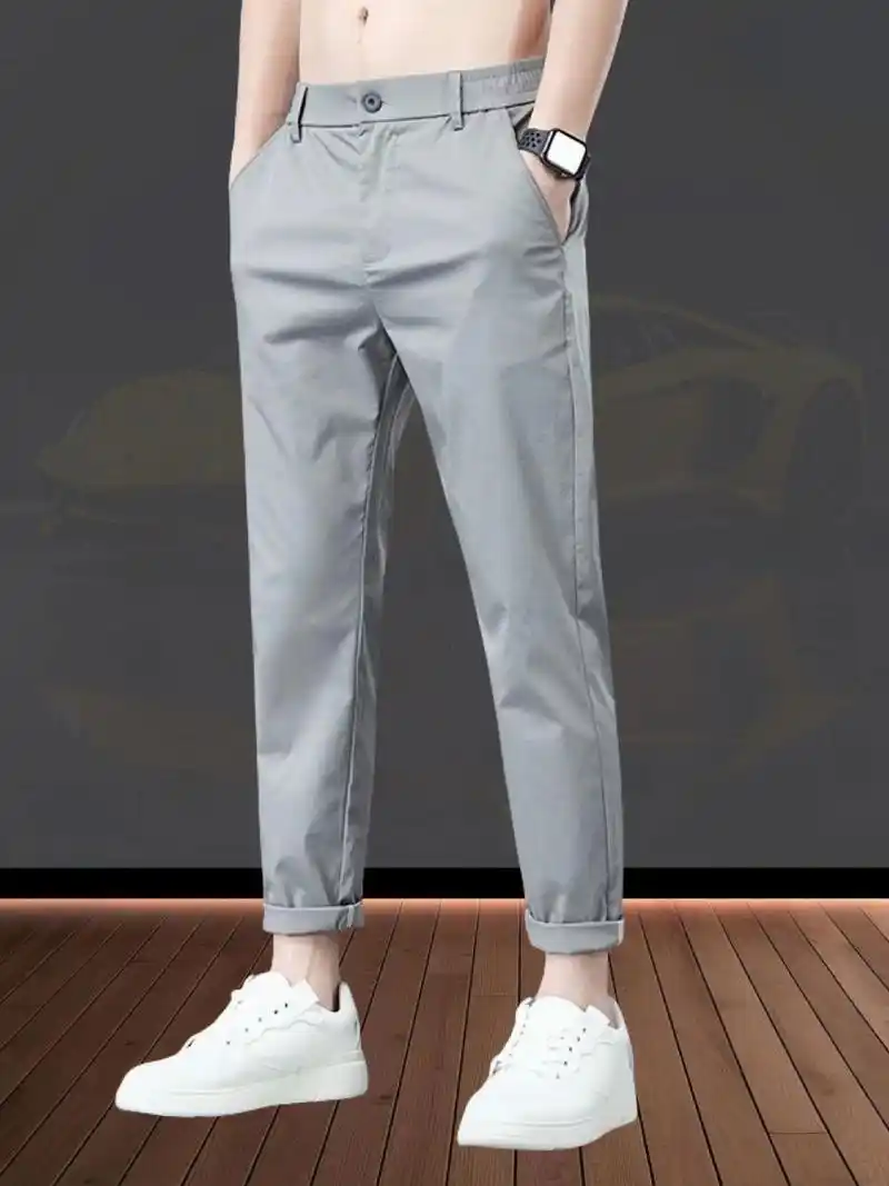九分裤男士休闲裤冰丝男裤夏季薄款宽松潮牌修身小脚长裤子男,夏