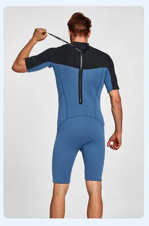 鲨巴特新款斜拉链爆款升级长短袖半干式浮深潜水冲浪游泳衣服1502紫m