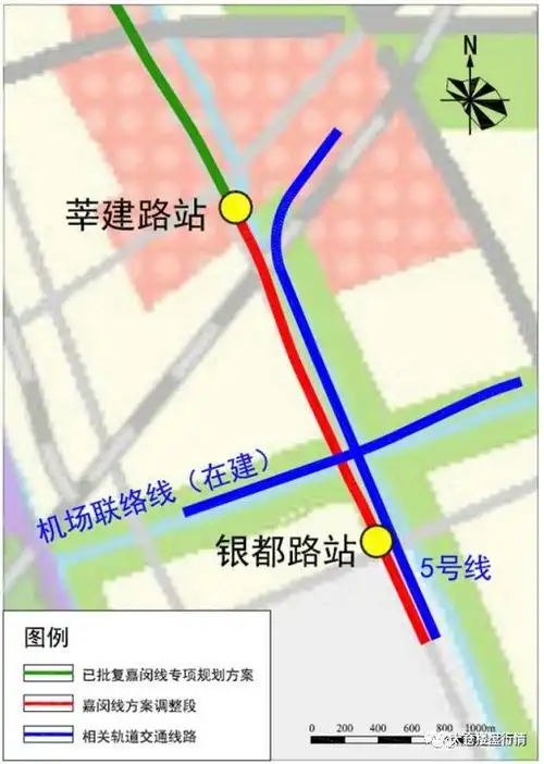 线,在《上海市轨道交通嘉 闵线(城北路站—银都路站)选线专项规划》