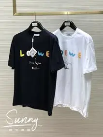loewe/罗意威2024春夏新款圆领短袖男士拼色字母logo运动休闲t恤
