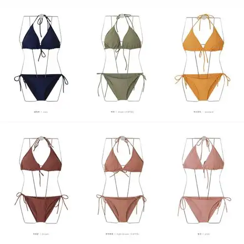 批发2022夏2019比基尼欧美泳衣女式性感聚拢比基尼海军蓝条时尚分体