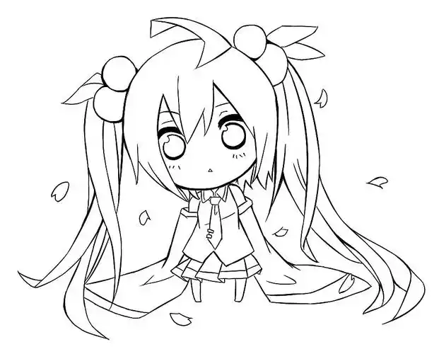 手绘动漫q版人物线稿练习sai