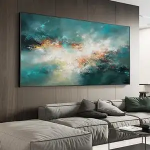 手绘油画赵无极抽象画轻奢横幅客厅沙发背景墙装饰画餐厅挂画