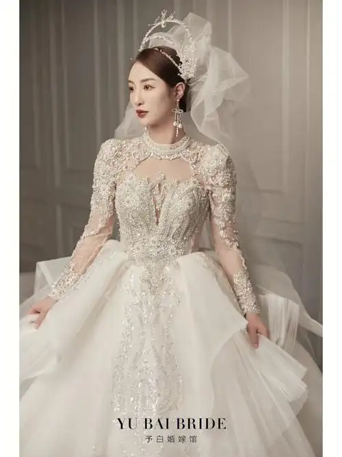 苍南婚纱礼服奢华大气长袖婚纱