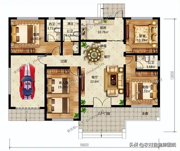 4款带车库的一层平房,大气实用经济舒适,买了别墅的都羡慕你_的设计