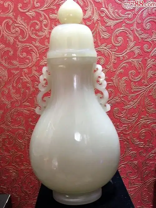 老和田玉清代新疆和田玉白玉整料赏瓶老古董精品老玉器羊脂玉真品