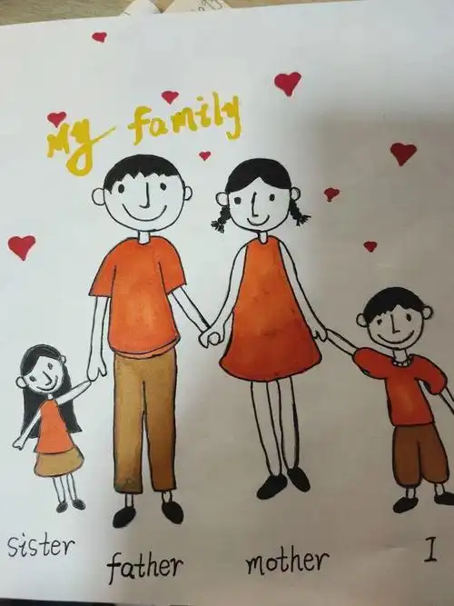 我有一个大家庭,我的家里有四口人,我爸爸,我妈妈,我小妹妹和我,我