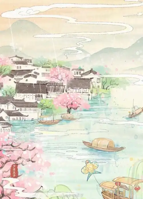 做个江南水乡的旧梦 市井皆是温柔|原创插画