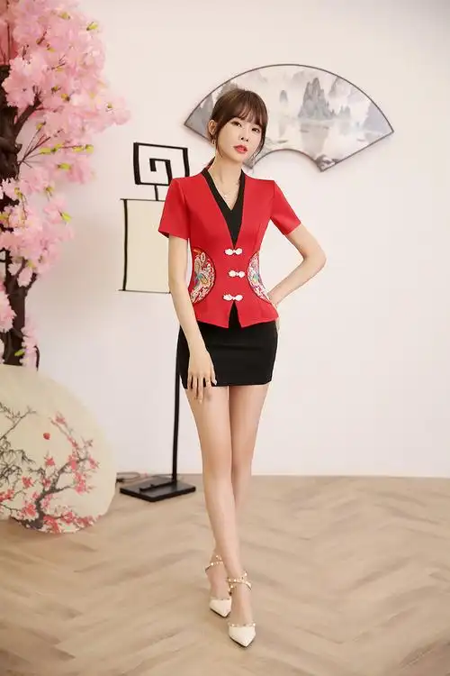 性感足浴桑拿技师制服工作服足疗店工装夏装新款修身显瘦洗浴按摩套装