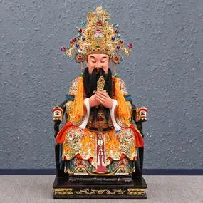 保生大帝木雕佛像家用供奉神医吴真人大道公神像披风帽子