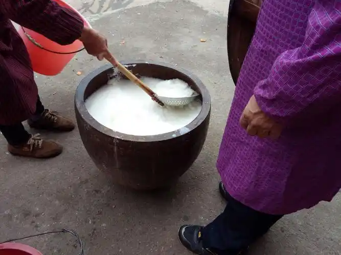 振兴小学一(3)班唐寅轩同学在湖南体验豆腐的制作全过程