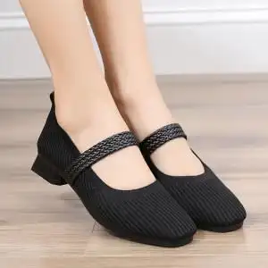 老北京布鞋女春季平跟软底工作鞋浅口单鞋气质女鞋舒适休闲职业鞋
