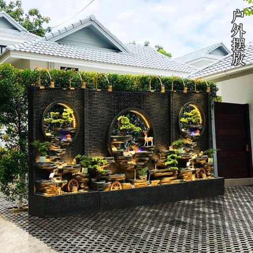 欧式家居水景会所庭院流水幕墙喷泉鱼池景观摆件