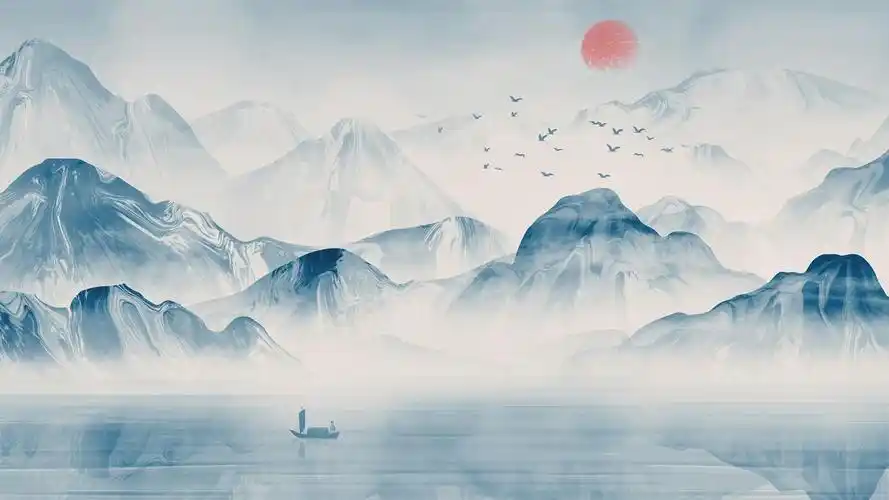 水墨群山飞背景中国山水水墨背景