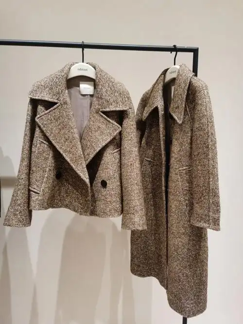 edition冬•复古粗花呢长短款大衣实拍图