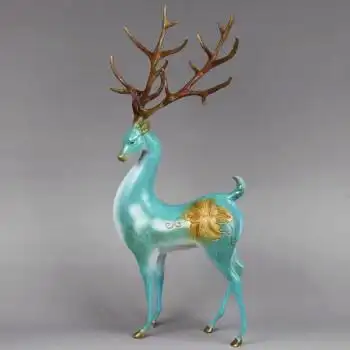 铜鹿工艺品玄关中式对鹿摆件纯铜梅花鹿创意装饰品日常送礼铜摆件