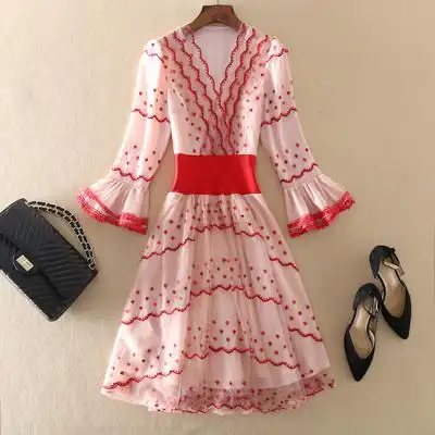 仙女裙子晚礼服气质女装2019秋装中长款粉色网纱高腰蓬蓬裙连衣裙_双