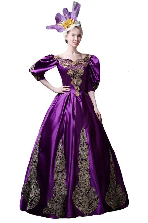 华丽欧洲宫廷晚礼服华尔兹长裙舞蹈演出服