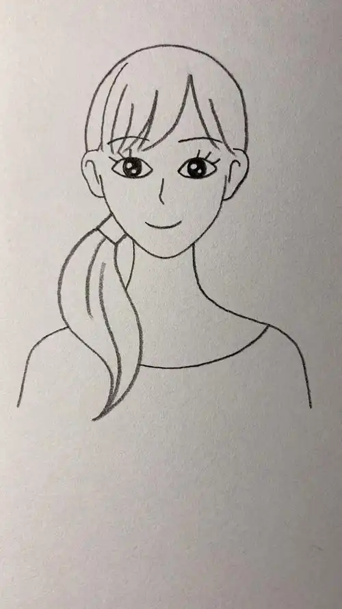 简笔画#画美丽的马尾辫女孩-度小视