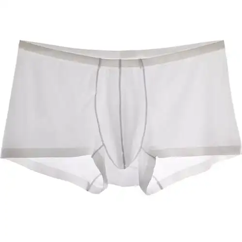 男士冰丝内裤平角裤超薄性感透明透视无痕透气青年夏天四角短裤潮