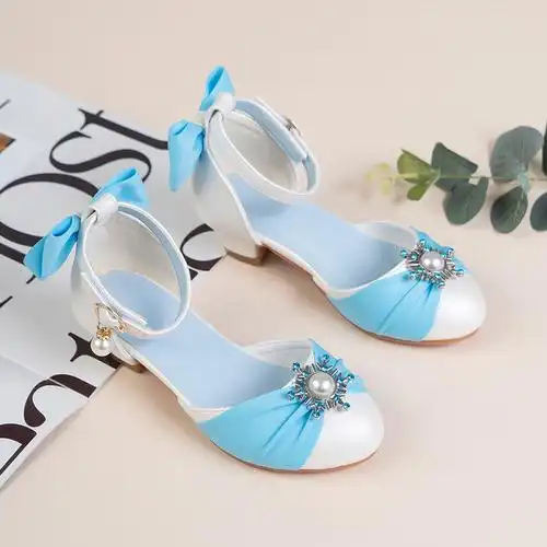 女童高跟鞋皮鞋儿童小女孩钢琴表演水晶礼服模特走秀演出鞋公主鞋