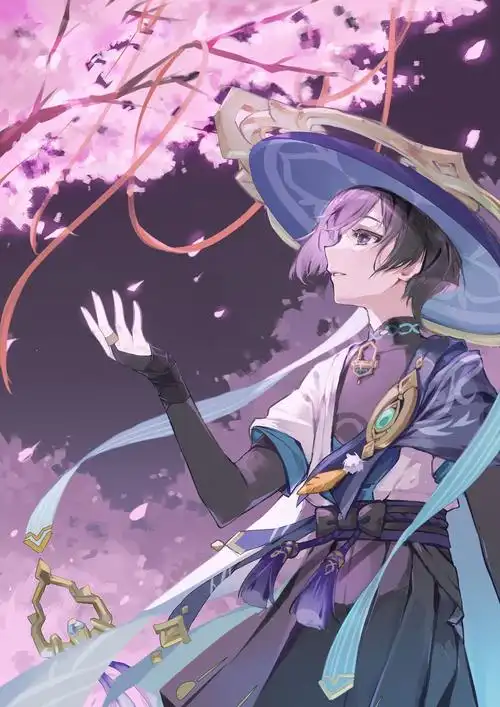 樱花树下-原神流浪者(散兵)原创作品-触站