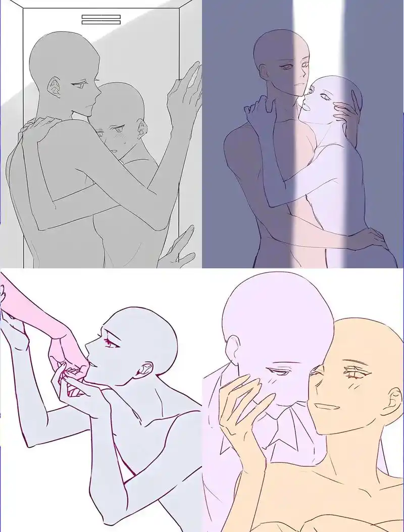 双人线稿-情侣互动画画素材⑤.ps procreate都93 - 抖音