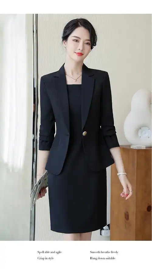 实拍西装外套女夏季薄款气质女神范休闲小个子大码职业西服套装裙