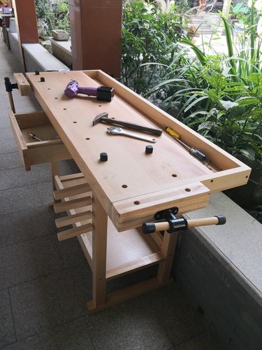 实木进口榉木工作台木工多功能操作台木桌学生diy工作台