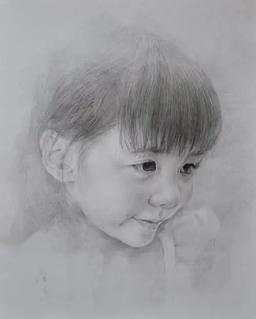 小女孩素描图片