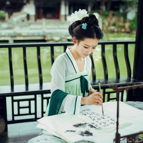 古装汉服女超仙飘逸雪纺齐胸襦裙七仙女清新淡雅拍照古风写真套装