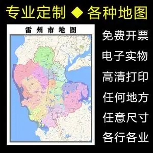 雷州市地图1.1米可定制广东省交通路线行政区域划分高清贴图新款