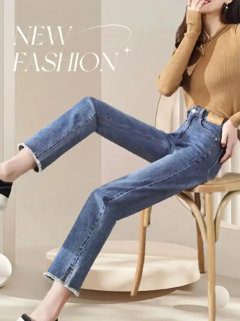 这条开叉毛边的九分牛仔裤简直太好看了!