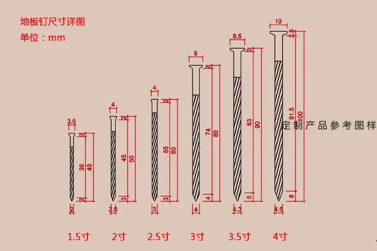 殿中加长防松防锈木工地板钉麻花钉螺纹钉龙骨铁钉圆钉钉子钉 5寸一