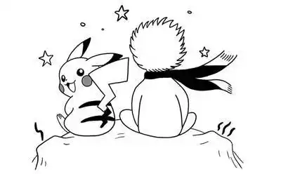 64张皮卡丘纹身线条手稿图案