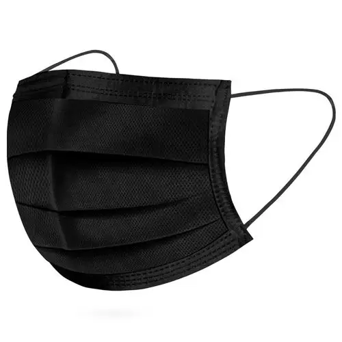 一次性口罩三层含熔喷布黑色成人薄款透气防晒防尘护口鼻罩独立装