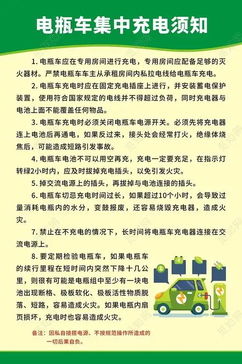 电瓶车集中充电须知海报电动车充电cdr