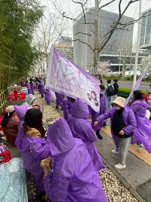 杨紫微博之夜粉丝场外应援#杨紫微博之夜场外粉丝应援,一片紫海～好