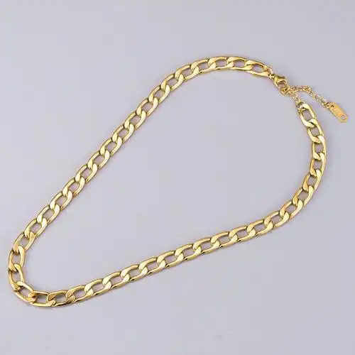 新时尚不锈钢古巴链项链18k镀金广泛古巴链项链复古复古遏制古巴链