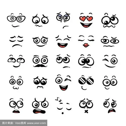 一套可爱可爱的卡哇伊表情符号.