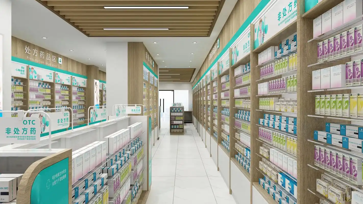 药店简约分格打造效果图,药店装修一站 - 抖音