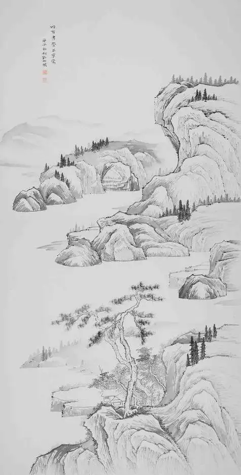 山水素描画简单好看易画 山水素描画简单好看易画初中阶段