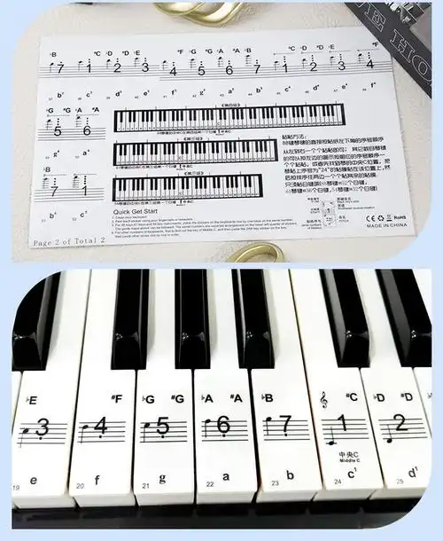 akusticus钢琴键盘贴纸电子琴透明贴膜五线谱简谱音名贴按键音标键位