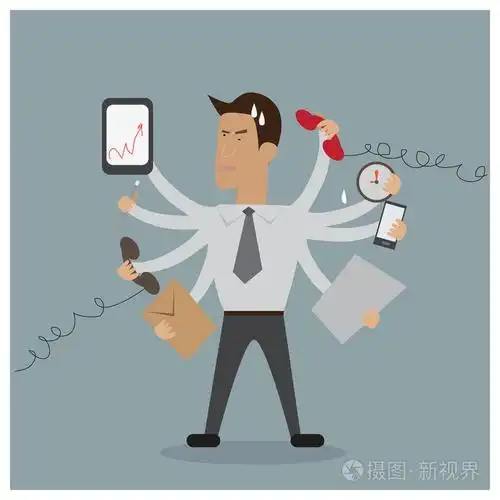 商人发现自己会很忙.矢量图